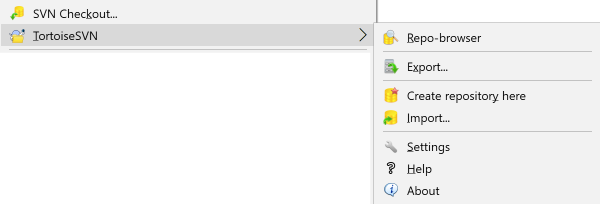 未版本控制文件夹的 TortoiseSVN 菜单